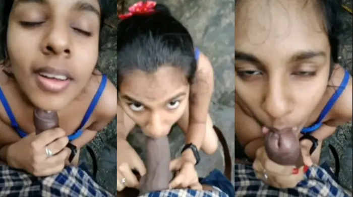 Sri Lankan Lovers GF Blowjob & Tittyfuck Outside